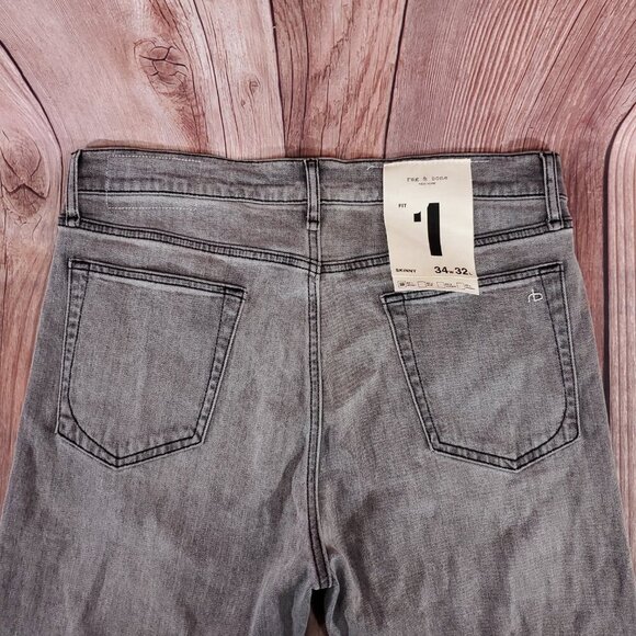 NWT Rag & Bone Mens Size 34X32 Fit 1 Skinny Aero Stretch Jeans Greysail $225 - Picture 8 of 15